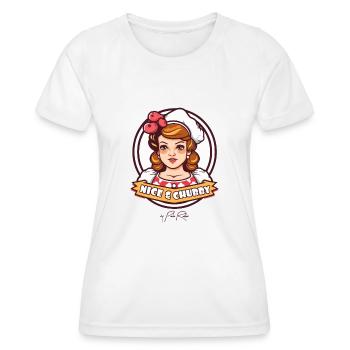 faux logo de restauration rapide, agréable et potelé - T-shirt sport Femme - blanc - Devant - AI Model Female 172 dark (172cm)