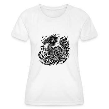 Dragon Tribal Tattoo Kunstvolles Design - Frauen Funktions-T-Shirt - Weiß - Vorne - AI Model Female 172 dark (172cm)