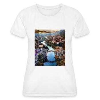 Mostar, Bosnia-Herzegovina, Europe - Women's Functional T-Shirt - white - Front - AI Model Female 172 dark (172cm)