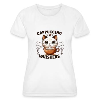 Coffee Break Cat Lover, Coffee Lover Süße Katze - Frauen Funktions-T-Shirt - Weiß - Vorne - AI Model Female 172 dark (172cm)