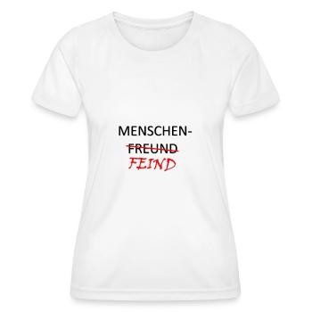 Menschenfreund Feind Lustiger Spruch Philantroph - Frauen Funktions-T-Shirt - Weiß - Vorne - AI Model Female 172 dark (172cm)