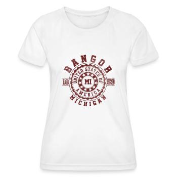 Bangor MI | Michigan Travel & Souvenir Gift - Women's Functional T-Shirt - white - Front - AI Model Female 172 dark (172cm)