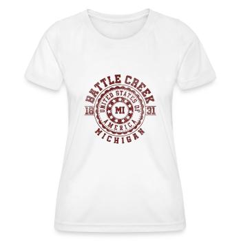 Battle Creek MI | Michigan Travel Gift - Women's Functional T-Shirt - white - Front - AI Model Female 172 dark (172cm)