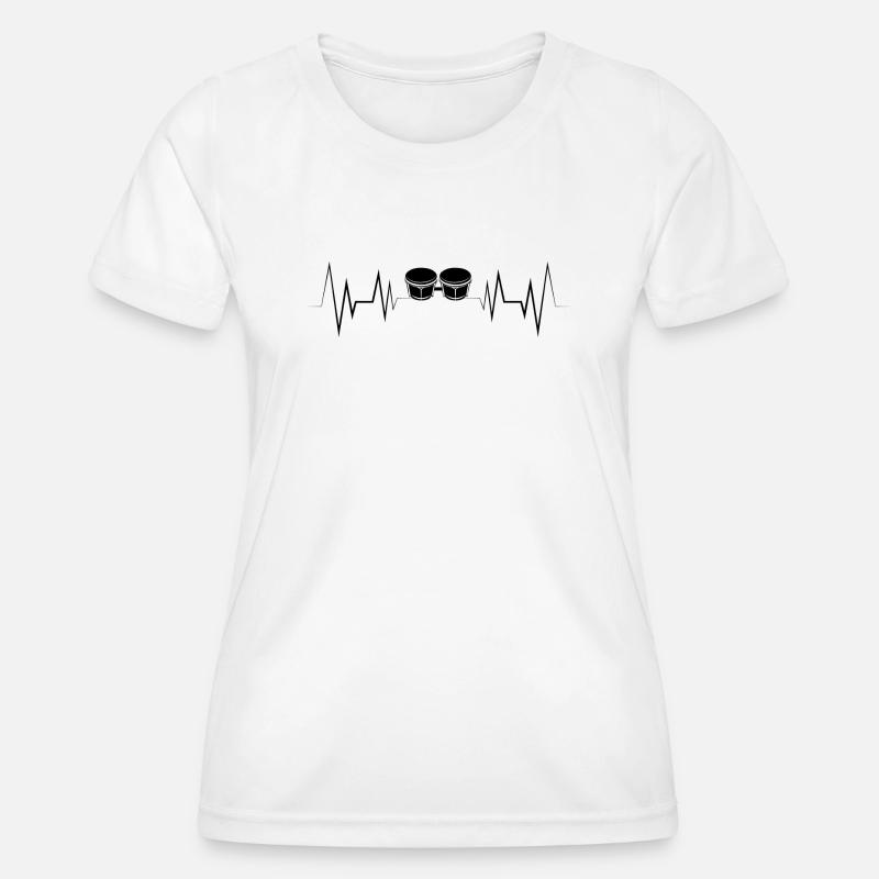Heartbeat Bongo Silhouette - Women's Functional T-Shirt - white