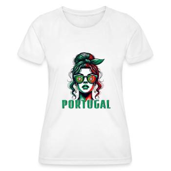 Portugal Frau Dutt Portugiesische Flagge Stolz - Frauen Funktions-T-Shirt - Weiß - Vorne - AI Model Female 172 dark (172cm)