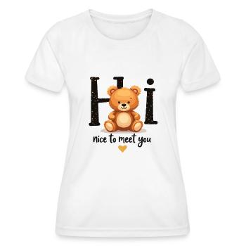 Mignon motif d’ours en peluche – mode enfantine avec un cœur - T-shirt sport Femme - blanc - Devant - AI Model Female 172 dark (172cm)