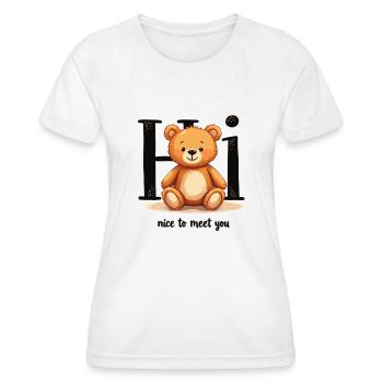 Mignon motif d’ours en peluche – mode enfantine avec un cœur - T-shirt sport Femme - blanc - Devant - AI Model Female 172 dark (172cm)