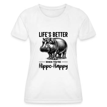 Nilpferd - Frauen Funktions-T-Shirt - Weiß - Vorne - AI Model Female 172 dark (172cm)