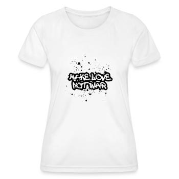 faire l’amour pas la guerre, typo blanche, guerre, graffiti - T-shirt sport Femme - blanc - Devant - AI Model Female 172 dark (172cm)