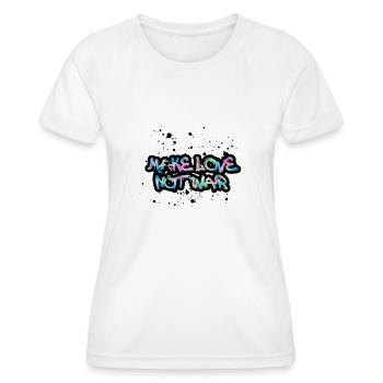 faire l’amour pas la guerre, coloré, typo, guerre, graffiti - T-shirt sport Femme - blanc - Devant - AI Model Female 172 dark (172cm)