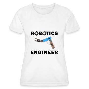 Robotique, citation ironique, ingénierie - T-shirt sport Femme - blanc - Devant - AI Model Female 172 dark (172cm)