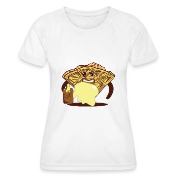 In Sirup getränkte Waffel Ironic Waffle Fan - Frauen Funktions-T-Shirt - Weiß - Vorne - AI Model Female 172 dark (172cm)