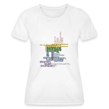 Aussage: „Wir sind alle Ausländer, fast überall!“ - Frauen Funktions-T-Shirt - Weiß - Vorne - AI Model Female 172 dark (172cm)