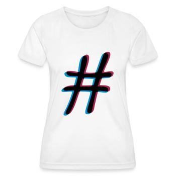 3D Effekt Hashtag - Frauen Funktions-T-Shirt - Weiß - Vorne - AI Model Female 172 dark (172cm)