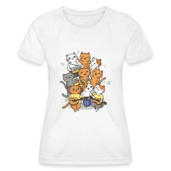 Glückliche Katzen, die ein Geräusch von sich geben - Frauen Funktions-T-Shirt - Weiß - Vorne - AI Model Female 172 dark (172cm)