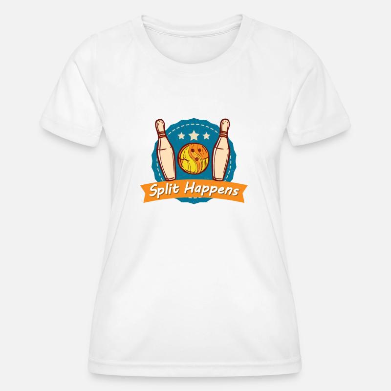 Split Happens Tee Bowling Bowler Tee - Women's Functional T-Shirt - white