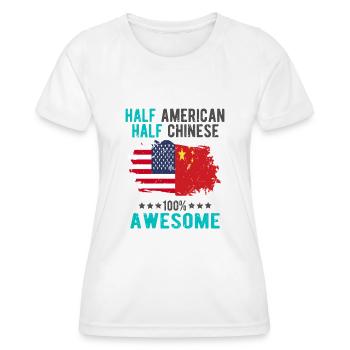 Half American Half Chinese - Women's Functional T-Shirt - white - Front - AI Model Female 172 dark (172cm)