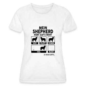 Australian Shepherd - Frauen Funktions-T-Shirt - Weiß - Vorne - AI Model Female 172 dark (172cm)