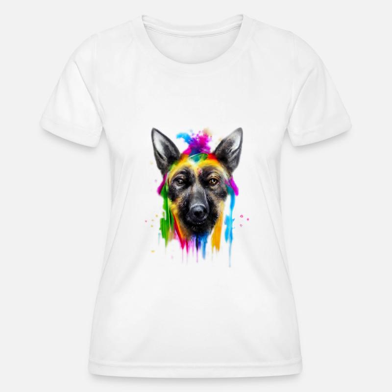 Belgian Shepherd Design in Color - Women's Functional T-Shirt - white