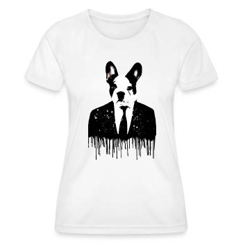 bulldogge, hund, dogge, anzug ,graffiti - Frauen Funktions-T-Shirt - Weiß - Vorne - AI Model Female 172 dark (172cm)