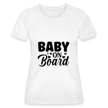Bébé à bord - T-shirt sport Femme - blanc - Devant - AI Model Female 172 dark (172cm)