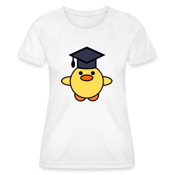 Duck with graduation hat - Women's Functional T-Shirt - white - Front - AI Model Female 172 dark (172cm)