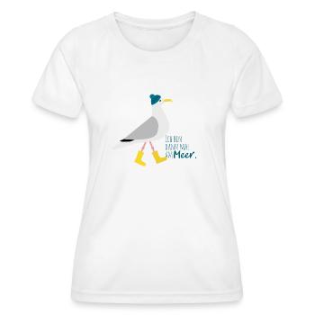 Ich bin dann mal am Meer | Möwe - Frauen Funktions-T-Shirt - Weiß - Vorne - AI Model Female 172 dark (172cm)