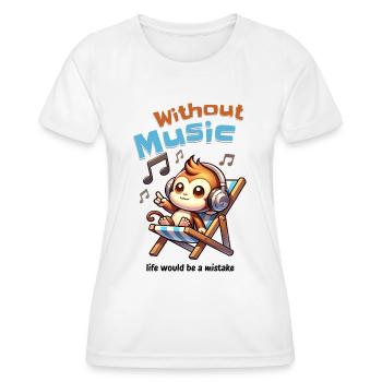 Without Music Monkey - Women's Functional T-Shirt - white - Front - AI Model Female 172 dark (172cm)