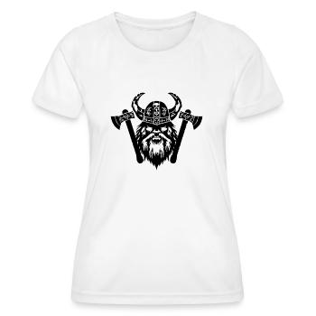 Wikinger mit Axt und Helm - Frauen Funktions-T-Shirt - Weiß - Vorne - AI Model Female 172 dark (172cm)