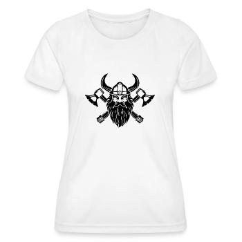 Wikinger mit Axt und Helm - Frauen Funktions-T-Shirt - Weiß - Vorne - AI Model Female 172 dark (172cm)
