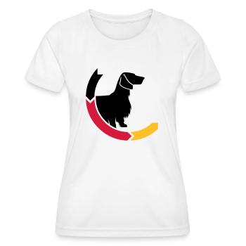 Dachshund longhair 2 Germany 3c - Women's Functional T-Shirt - white - Front - AI Model Female 172 dark (172cm)