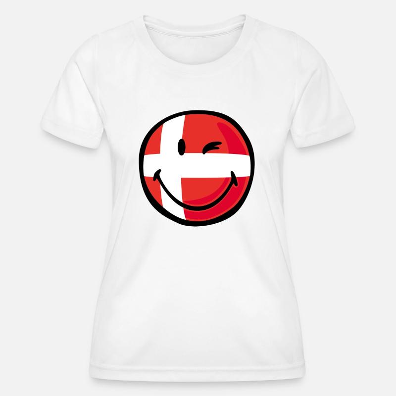 Smiley Flag Denmark - Funktions-T-shirt dam - vit