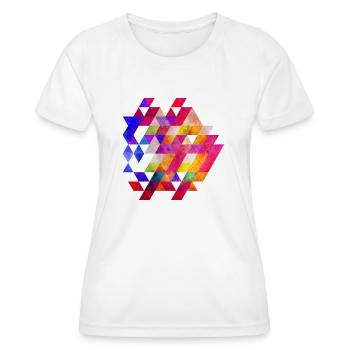 Geometric Pattern (triangles) 02 - Women's Functional T-Shirt - white - Front - AI Model Female 172 dark (172cm)