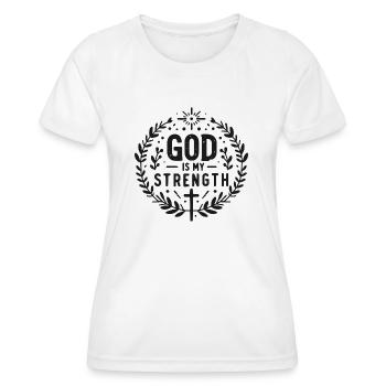 Gott ist meine Stärke - Frauen Funktions-T-Shirt - Weiß - Vorne - AI Model Female 172 dark (172cm)