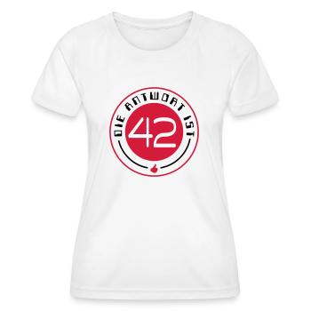 die Antwort ist 42 - Frauen Funktions-T-Shirt - Weiß - Vorne - AI Model Female 172 dark (172cm)