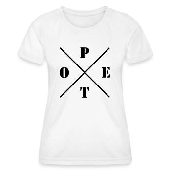 POET Logo - Frauen Funktions-T-Shirt - Weiß - Vorne - AI Model Female 172 dark (172cm)