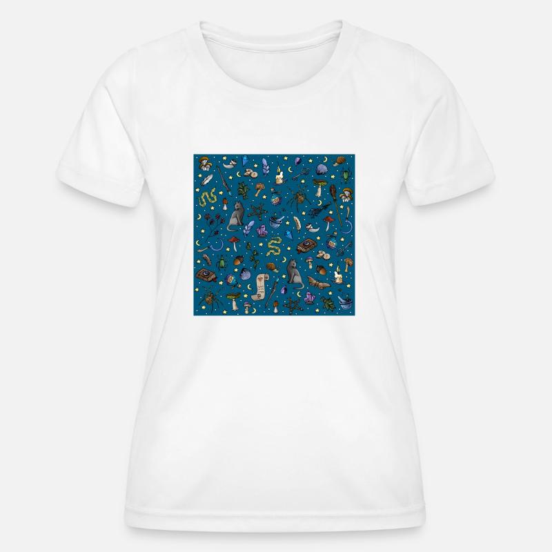 Witch Item Collage Design - Hand Drawn Graphic - Women's Functional T-Shirt - white