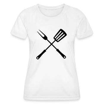 essen grillgabel pfannenwender werkzeug besteck gr - Frauen Funktions-T-Shirt - Weiß - Vorne - AI Model Female 172 dark (172cm)