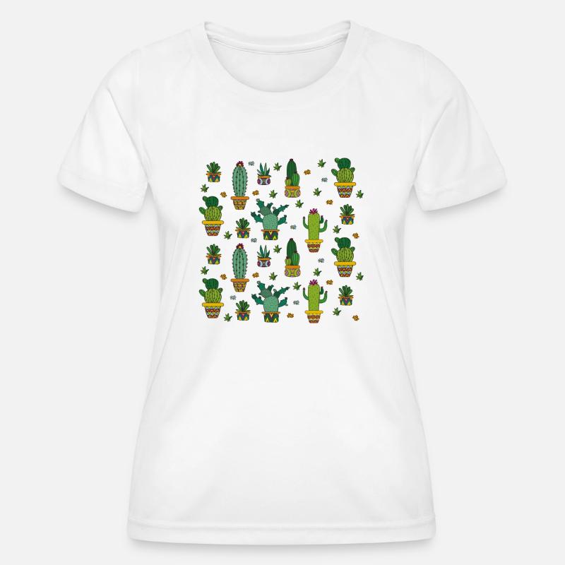 Cactus pattern - Women's Functional T-Shirt - white