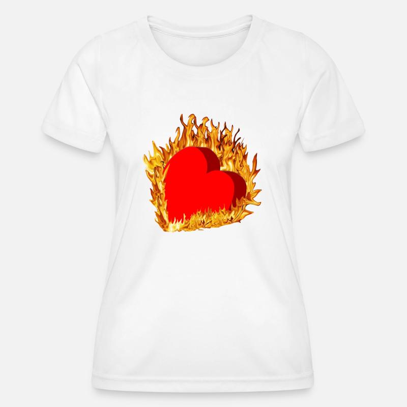 Red heart is on fire - Women's Functional T-Shirt - white