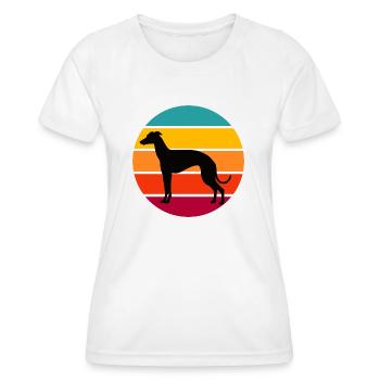 Retro Sunset Greyhound - Frauen Funktions-T-Shirt - Weiß - Vorne - AI Model Female 172 dark (172cm)
