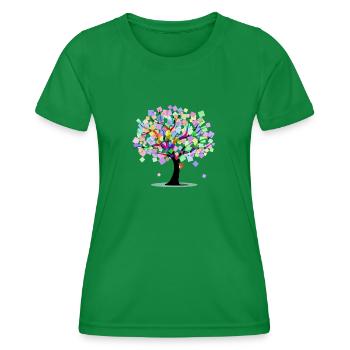Artful tree in rainbow colors - Women's Functional T-Shirt - kelly green - Front - AI Model Female 172 dark (172cm)