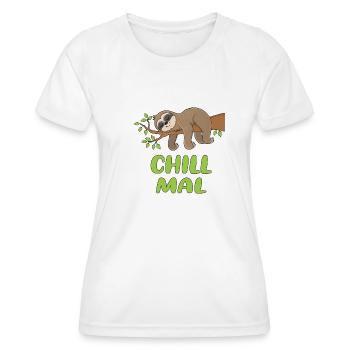 Chill Mal - Faultier auf einem Ast! - Frauen Funktions-T-Shirt - Weiß - Vorne - AI Model Female 172 dark (172cm)