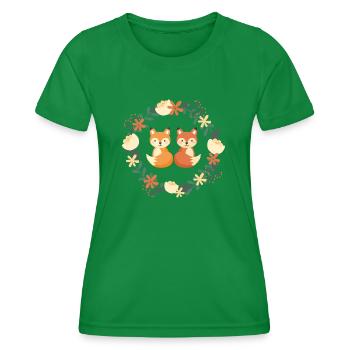 frères et sœurs renards - T-shirt sport Femme - vert - Devant - AI Model Female 172 dark (172cm)