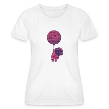 Drôle d’astronaute pixel s’envole vers la lune trois - T-shirt sport Femme - blanc - Devant - AI Model Female 172 dark (172cm)