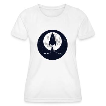 Runde Silhouette Raketenabheben - Frauen Funktions-T-Shirt - Weiß - Vorne - AI Model Female 172 dark (172cm)