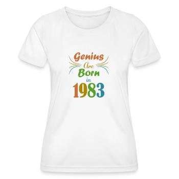 genius born 1983 - T-shirt sport Femme - blanc - Devant - AI Model Female 172 dark (172cm)