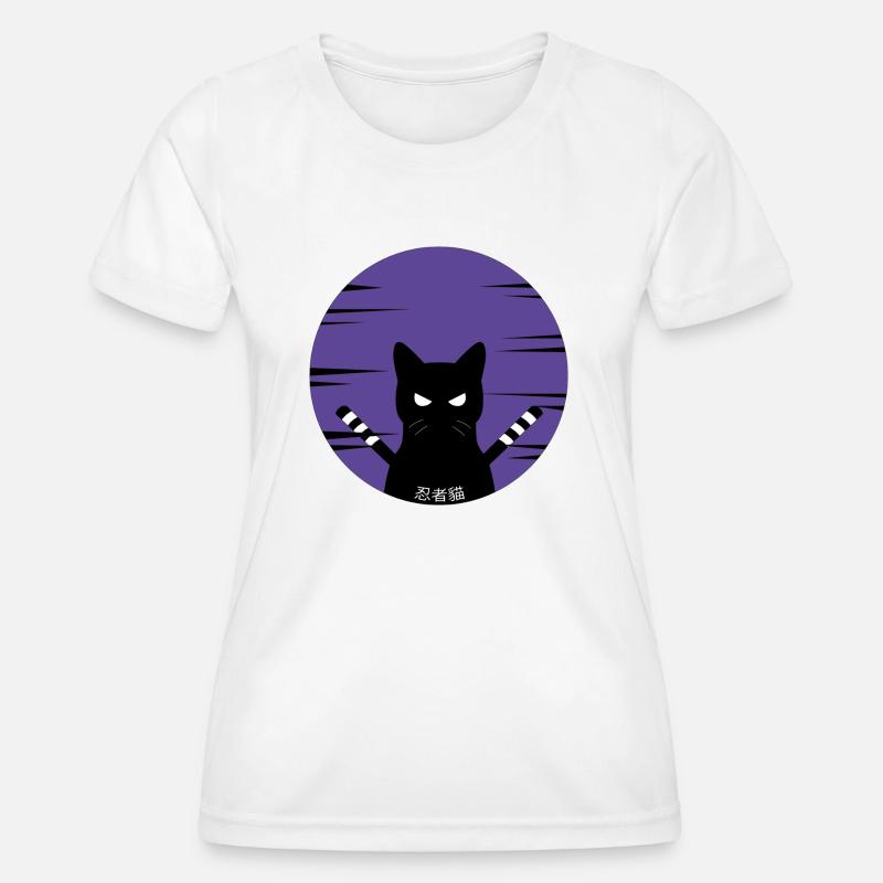 Ninja Cat - Women's Functional T-Shirt - white