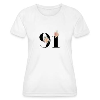 91st Anniversary Flowers (Gift of 91 years) - Women's Functional T-Shirt - white - Front - AI Model Female 172 dark (172cm)