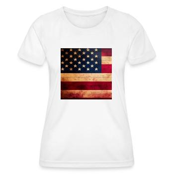 American flag logo - Women's Functional T-Shirt - white - Front - AI Model Female 172 dark (172cm)